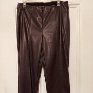 NWT J. Jill Faux Leather Chocolate Brown Pull On Pants size M